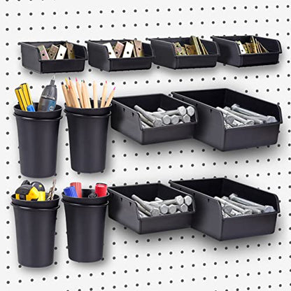 Pegboard Bins And Cups, 12 Pack Peg Board Hardware Nail and Screw Organizer