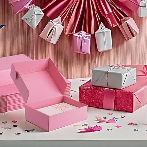 10x7x3 inch Pink Shipping Boxes for Small Business- Set of 25 - color: Pink, size: 10x7x3
