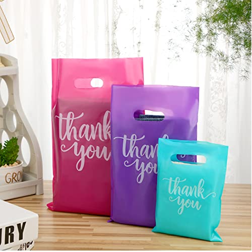 Eersida 200 Pcs Thank You Bags for Small Business, Pink, Purple, Turquoise - color: Pink, Purple, Turquoise