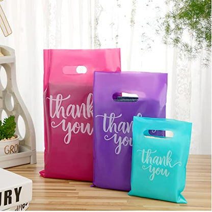 Eersida 200 Pcs Thank You Bags for Small Business, Pink, Purple, Turquoise - color: Pink, Purple, Turquoise