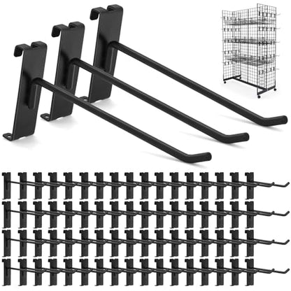 Gridwall Hooks 100 Pcs, 10 Inch Heavy Duty Display Hooks for Grid Wall Panels, Wire Gridwall Accessories for Retail Display Rack Hanging Storage (Black) - size: 10 Inch