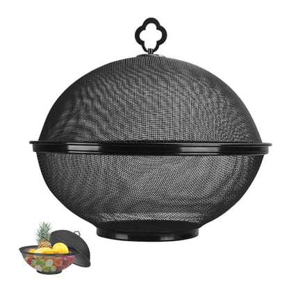 Fruit Fly Proof Fruit Storage Basket, Metal Mesh Fruit Bowl w Lid Black1PCS - color: Black/1PCS