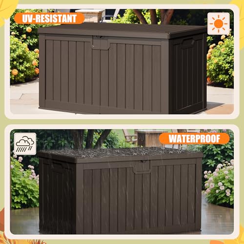 Devoko HDPE 240 Gallon Deck Box Double-Wall with Divider - color: Brown, size: 240 Gallon 1 Pack