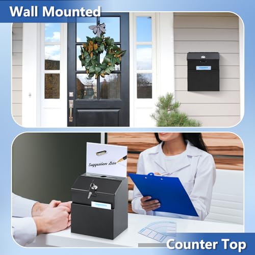 KYODOLED Suggestion Box with Slot and Lock, Acrylic Sign Holder, Black - color: Black-02, size: 8 x 5.7 x 7 Inch