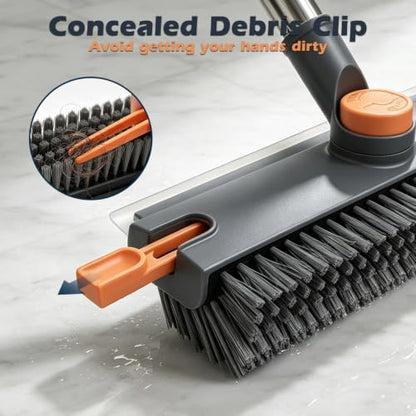 Masthome 3 in 1 Floor Scrub Brush with Long Handle, Heavy Duty Stiff Brush - color: Gray