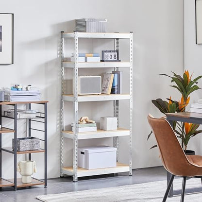 Topeakmart 5 Tier Metal Storage Shelving Unit, 27.5x12x60 Inch, Silver - color: Silver, size: 27.5 x 12 x 60 Inch