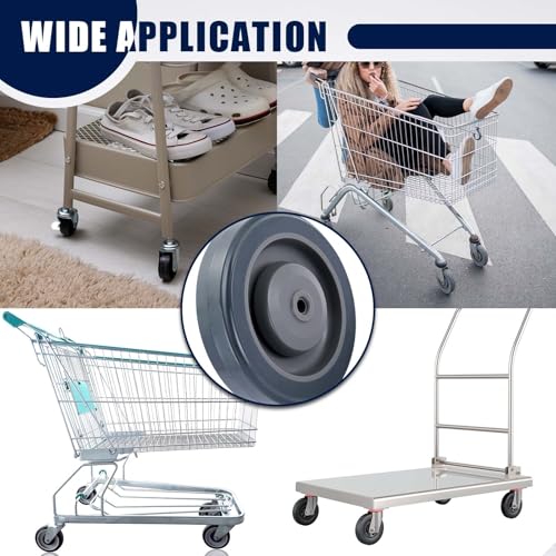 MAOPINER 4 Pack 5" Shopping Cart Wheels, PU Casters with Axle Bolts, Grey - color: Grey
