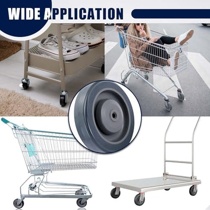 MAOPINER 4 Pack 5" Shopping Cart Wheels, PU Casters with Axle Bolts, Grey - color: Grey
