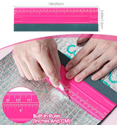 Squeegee for Vinyl, Vinyl Squeegee 10 Inches with Ruler & Micro Suede Felt Edge for Car Wrap Window Tint Application Wallpaper