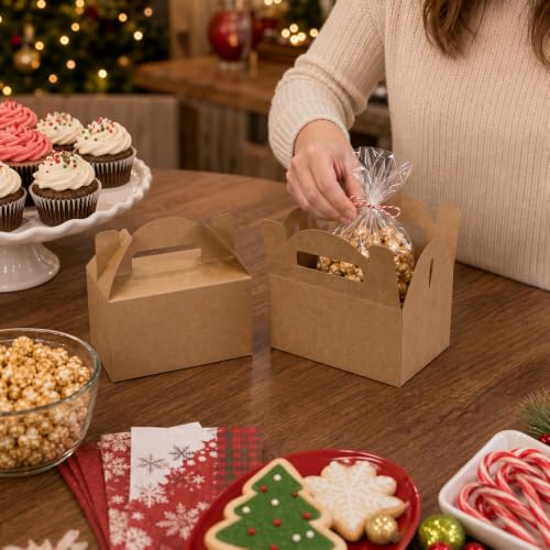 Aosric Small Kraft Gable Boxes 3.5 x 3.5 x 6.3 In, 30 Pack - color: Brown