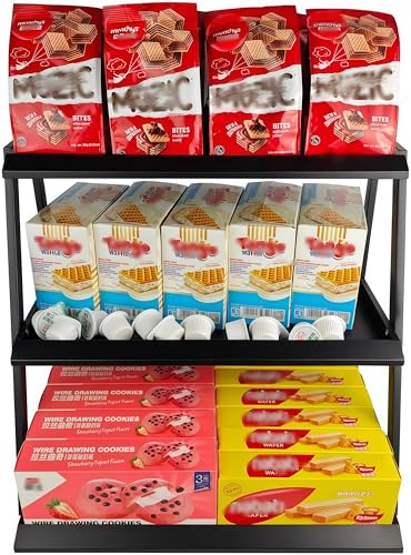 CozyNova 3 tier candy display - Snack holder with snack holder - Multi-functional counter snack and chip holder for stores - Cupcake display stand（Black）