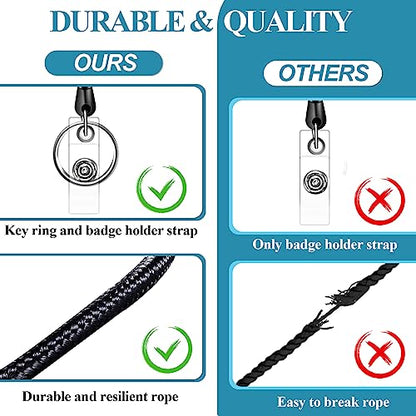 60 Pack Retractable ID Badge Holder Badge Reel with Carabiner and Belt Clip - color: Black
