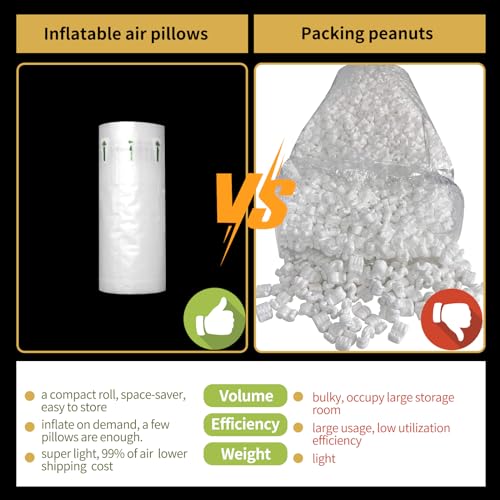 Air Pillows for Shipping, 300 Count Packing Cushion Film with Pump, 4.72" * 7.87" Inflatable Air Packing Bags for Packaging Moving Box Filler, Purse Shape Alternative to Packaging Peanuts - size: 4.72" * 7.87"(300 Count)