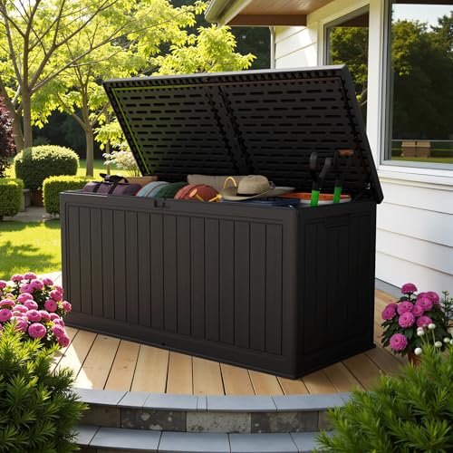 Devoko HDPE 260 Gallon Deck Box Double-Wall with Divider - color: Black, size: 260 Gallon 1 Pack