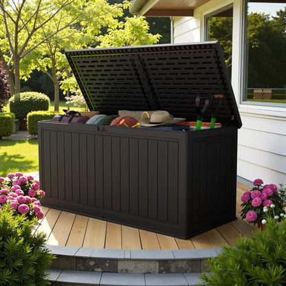 Devoko HDPE 260 Gallon Deck Box Double-Wall with Divider - color: Black, size: 260 Gallon 1 Pack