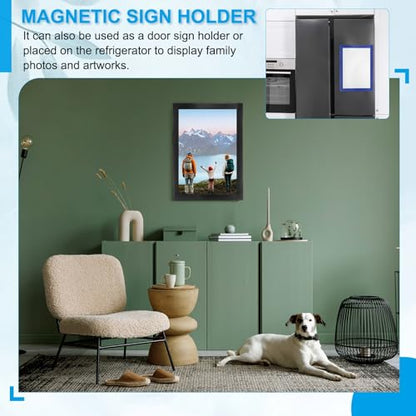 PATIKIL 4 x 6 Inch Magnetic Sign Holder, 12Pcs Self-Adhesive Magnetic Border Wall Mount PVC Picture Frames Document Holder for Wall Window Home Office Store Poster, Sky Blue - color: Sky Blue