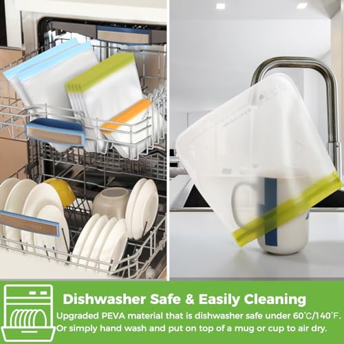 SPLF 12 Pack Dishwasher Safe Reusable Snack Bags - color: Colorful, size: 12 Pack-12 Snack