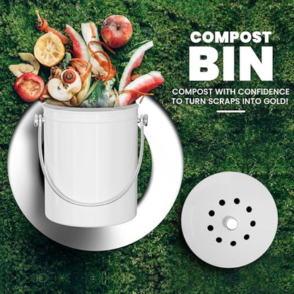 Utopia Kitchen Countertop Compost Bin 1.3 Gallon, Stainless Steel, White - color: White, size: 1.3 Gallon (Pack of 1)