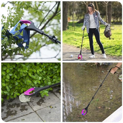 36" Grabber Reacher Tool, Foldable Reacher Grabber Pickup Tool with 360° Rotating Jaw & Two Magnets, Extra Long Trash Picker Upper Grabber, Lightweight Grabbers for Seniors, Pink (Pack of 2) - size: 36-Inch (Pack of 2)