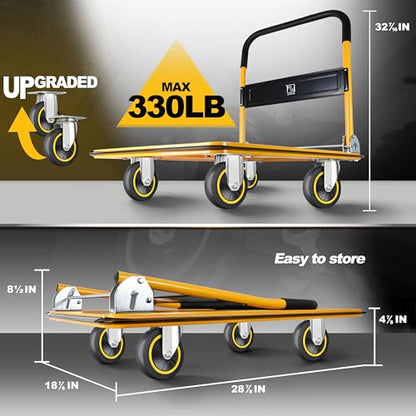 Wellmax Push Cart Dolly, Foldable Moving Platform Flat Cart, 330 lb, Yellow - color: Yellow, size: 330 Lbs