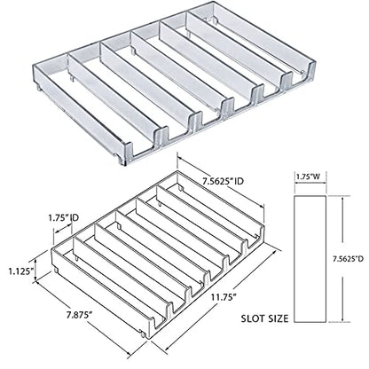 Azar Displays 225830-6COMP-BLK 6 Compartment Divider Bin Cosmetic Tray with Pushers - 6 Slots per Tray, 2-Pack, Black - color: Black, size: 12"W x 9.25"D 2.625"H