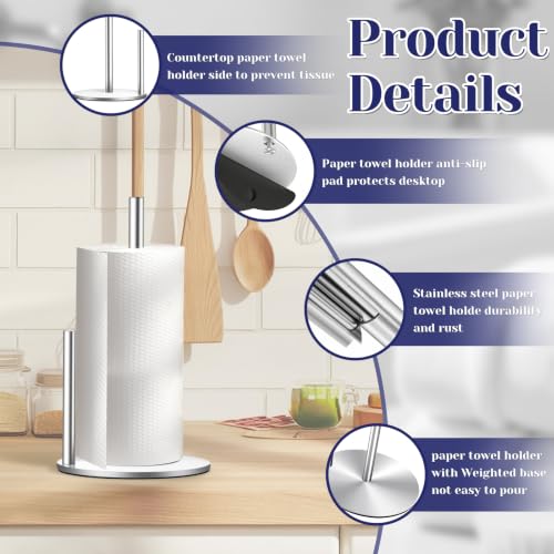 Sliver Paper Towel Holder, Countertop Paper Towel Holder (Silver-02) - color: Sliver-02