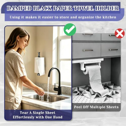Paper Towel Holder, Paper Towel Holder Under Cabinet with Ratchet Mechanism - color: Black-01