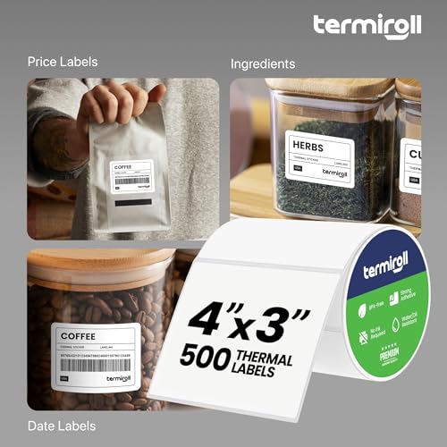 4x3 Thermal Labels, 12 Rolls 6000, 1in Core, Perforated 3x4 Bulk - size: 4x3 - 12 Rolls | 6000 Labels