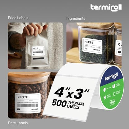 4x3 Thermal Labels, 12 Rolls 6000, 1in Core, Perforated 3x4 Bulk - size: 4x3 - 12 Rolls | 6000 Labels