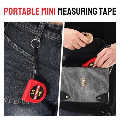 Copkim 50 Pcs 6 ft Mini Tape Measure Retractable Bulk,Red - color: Red