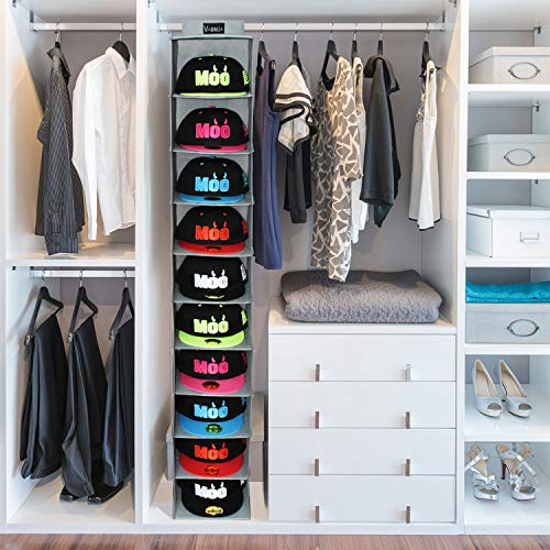VAESIDA 10 Shelf Hat Rack Hanging Closet/Organizer for Storage - Best Baseball Cap Holder, Gray - color: Hat Rack