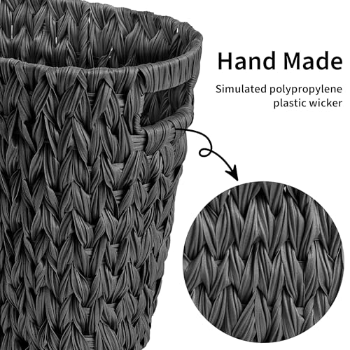 GRANNY SAYS Wicker Trash Can, Wicker Waste Basket for Bathroom, Black - color: Black, size: Rectangular - 13"L x 7½"W x 12¼"H