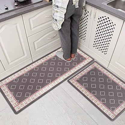 Kitchen Floor Mat Set of 2, Anti Fatigue Kitchen Mat 20"x32"+20"x47" - color: Coffee, size: 20"x32"+20"x48"