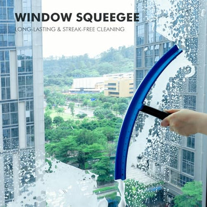 FOSHIO Window Squeegee with 18-Inch Large TPU Blade, All-Purpose Shower Squeegee for Glass Doors, Car Windows, Windshield, PPF Installation, Streak-Free Tile Wall Glass Cleaner Tool
