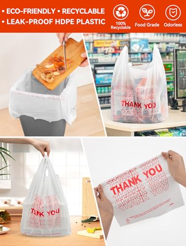 UMT Plastar 1000 Count White Thank You Bags, 10.5 x 5.5 x 17.5 in