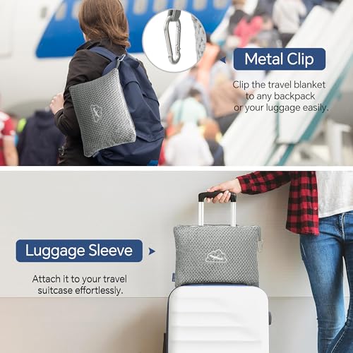 BEDELITE Travel Blanket with Bag, Jacquard Fleece Blanket 65"x40", Grey - color: Grey