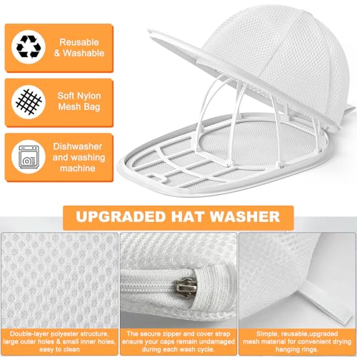 Hat Organizer & Hat Washer Cage, Cap Rack for Baseball Cap Storage & Clean - color: 2 Black+1 White