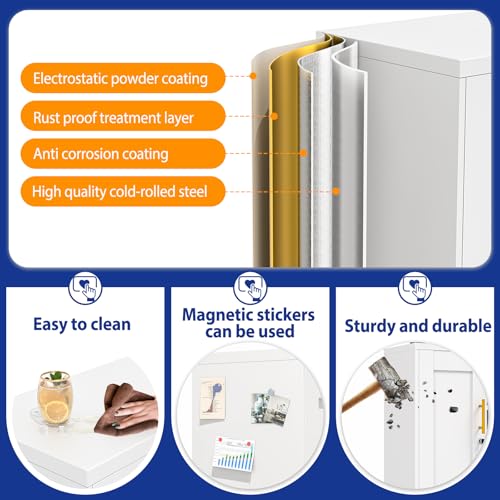 GAIOUS Metal Garage Wall Cabinet with Lock, Wall Mounted Steel Tool Cabinet - color: White, size: 11.81"D x 27.6"W x 27.6"H