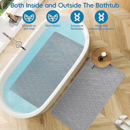 Non-Slip Rubber Bathtub Mat with Suction Cups, 16 × 28 Inch (Gray) - color: Gray, size: 28" x 16" (Rectangular)