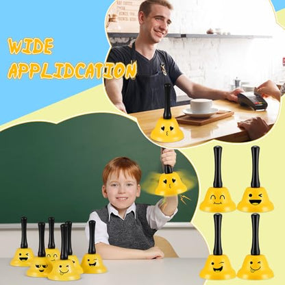 MorningRo 6 Pcs Call Bell Ring Service Hand Bell Smile Ringing for Desk Classroom Hotel Counter Reception Restaurant Food Line, Wedding Events(Yellow) - color: Yellow