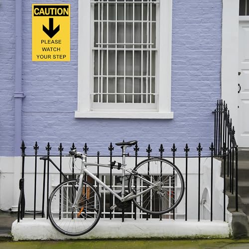 Caution Please Watch Your Step Sign - Rust Free, Caution Warning Signs for Outside, Home and Business - UV Protected, Waterproof and Easy to Install - 2 Pre-drilled Holes - color: Pack of 3, size: 12"x18"