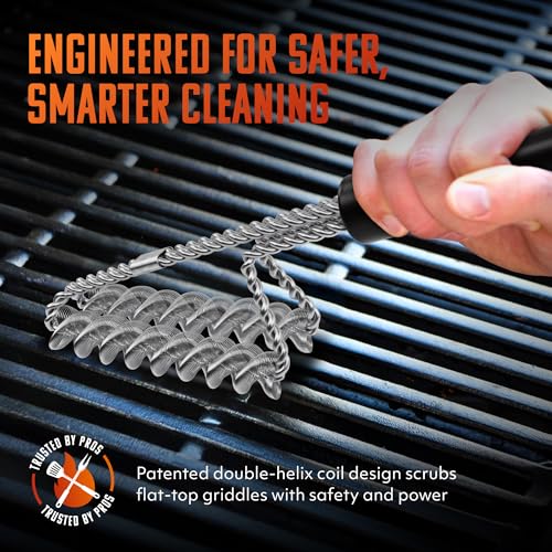 BRUSHTECH – Double Helix Safety Flat-Top Griddle Brush – Black - style: Two-Pronged