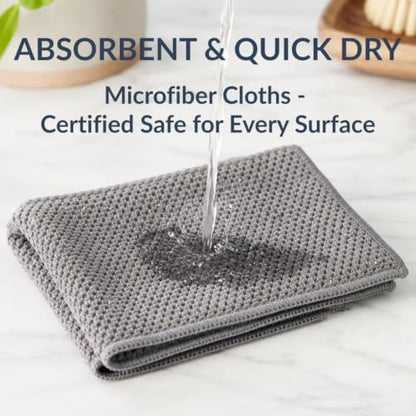 Solyra Non-Toxic Microfiber Kitchen Cleaning Cloths, 6 Pack, 12 x 12 in