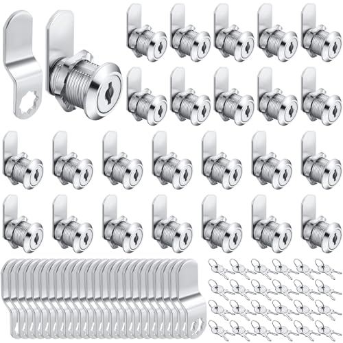 Kenning 24 Sets 3/4'' Fits on 0.5'' Max Cabinet Locks with Keys for Secure Drawer Mailbox Rv Storage Box Replacement Lock, Zinc Alloy - size: 1-3/4 Inch