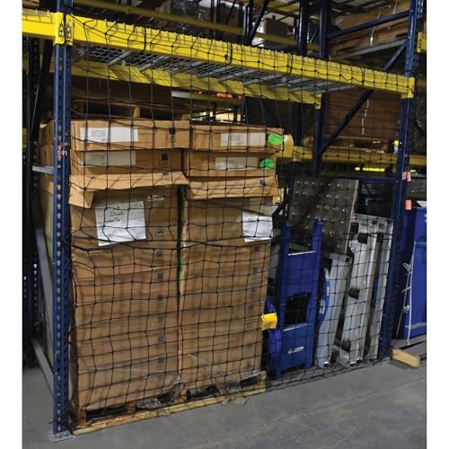 Vestil PRN-99-8 Nylon Pallet Rack Netting 2 Nets 99 in. x 3/16 in. x 96 in. 2500 Lb. Holding Capacity Black