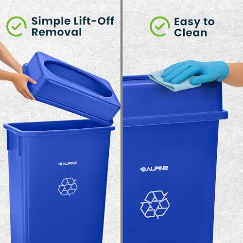 Alpine Industries Slim Trash Can Lid - Compact Garbage Bin Cover - Durable Slender Varied Plastic Top Minimize Odors and Keep Litter Inside and Unseen - Drop Shot Lid - Blue - color: Blue
