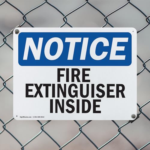 (2 Pack) Fire Extinguisher Inside OSHA Notice Sign 10 Inch X 7 Inch Plastic Sign, Weather Resistant, UV Protected for Workplace, Business, and Construction Site, Made in the USA - size: 10 Inch X 7 Inch, style: Plastic