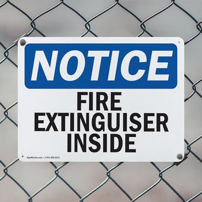 (2 Pack) Fire Extinguisher Inside OSHA Notice Sign 18 Inch X 12 Inch Plastic Sign, Weather Resistant, UV Protected for Workplace, Business, and Construction Site, Made in the USA - size: 18 Inch X 12 Inch, style: Plastic