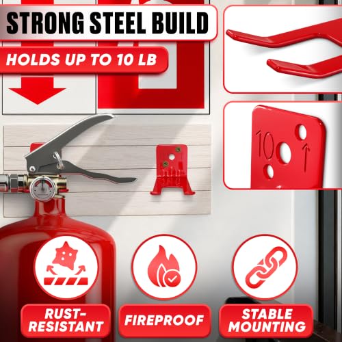 Fire Extinguisher Mount Bracket 4 Pack, Heavy Duty Steel Wall Hooks - size: 2,5 * 2 * 1,8 in