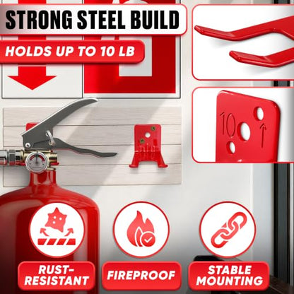 Fire Extinguisher Mount Bracket 4 Pack, Heavy Duty Steel Wall Hooks - size: 2,5 * 2 * 1,8 in